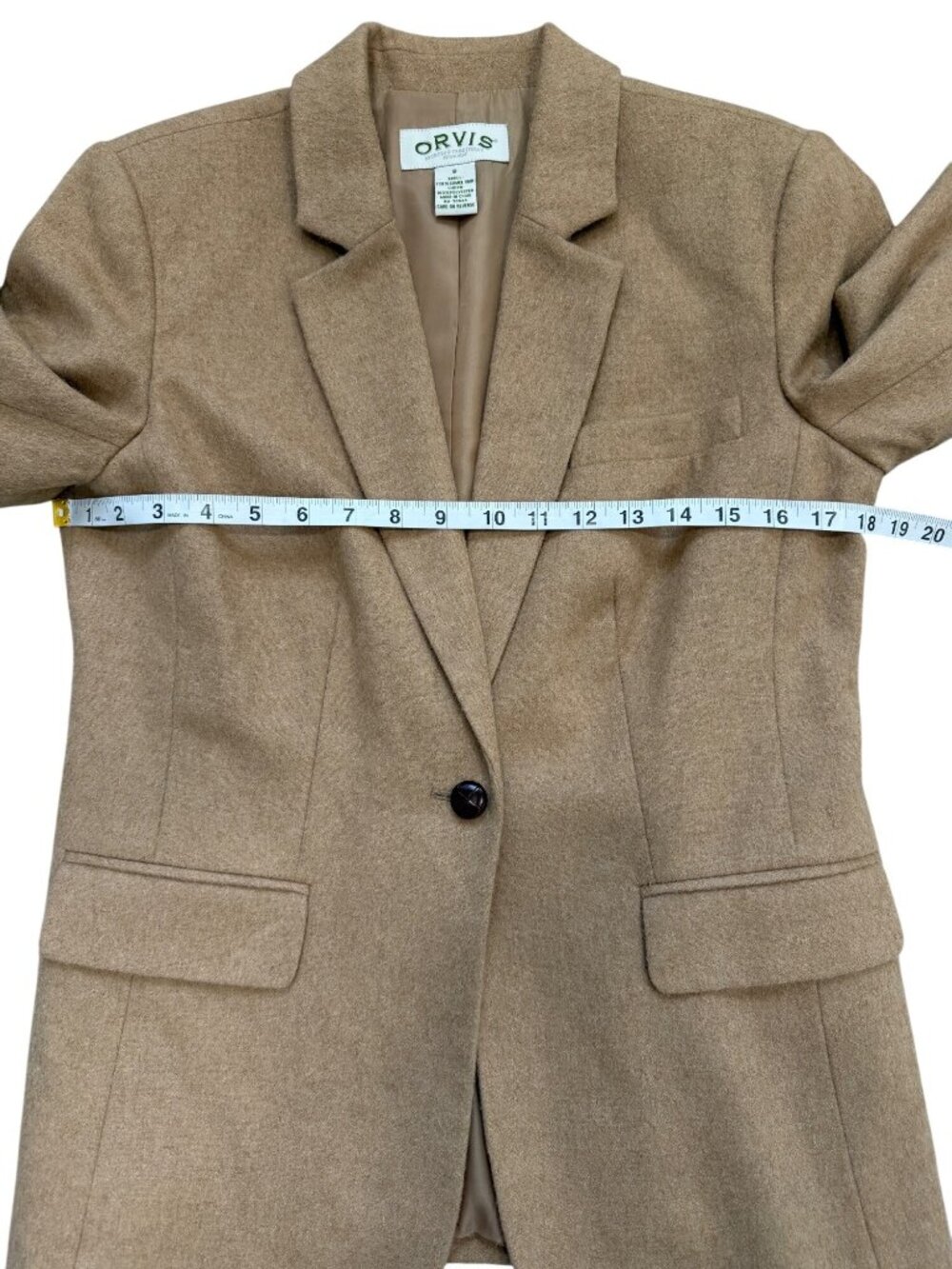 Vtg Orvis Womens Size 8 Blazer Camel Hair Tan Single-Button Lined Classic Fit - Picture 6 of 8